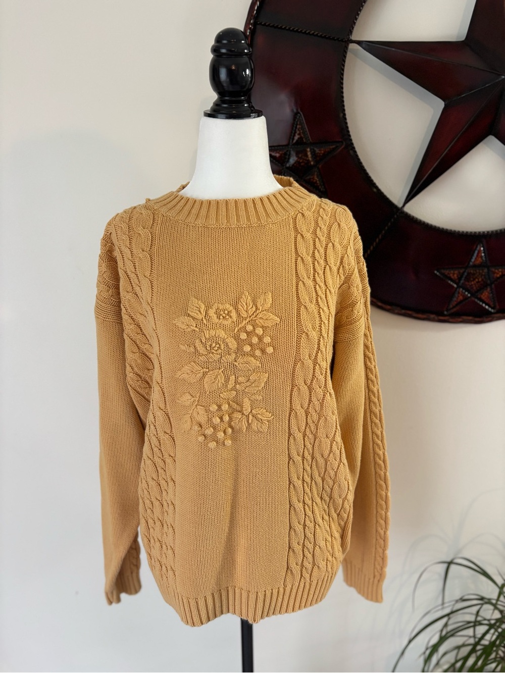 Cottage Core Essentials by Northern Reflections Cable Knit Mustard Sweater - M